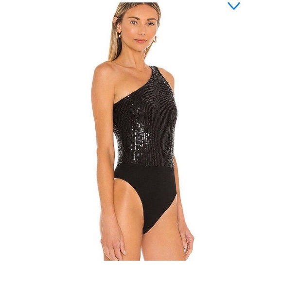 NWT SUPERDOWN Remi One Shoulder Bodysuit Sequins by Revolve. - Picture 3 of 8